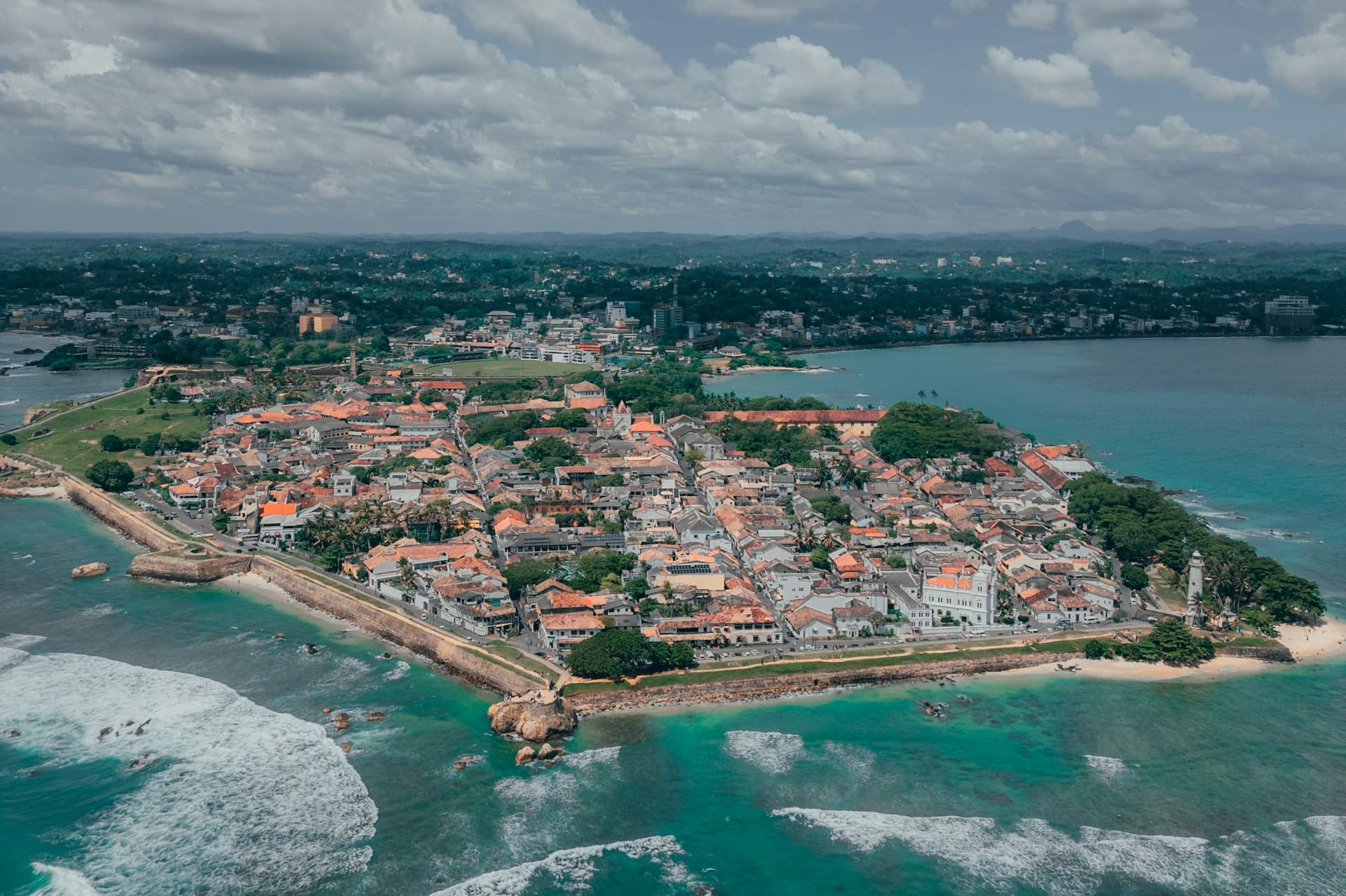 Galle Fort lighthouse and colonial ramparts on Sri Lanka's south coast