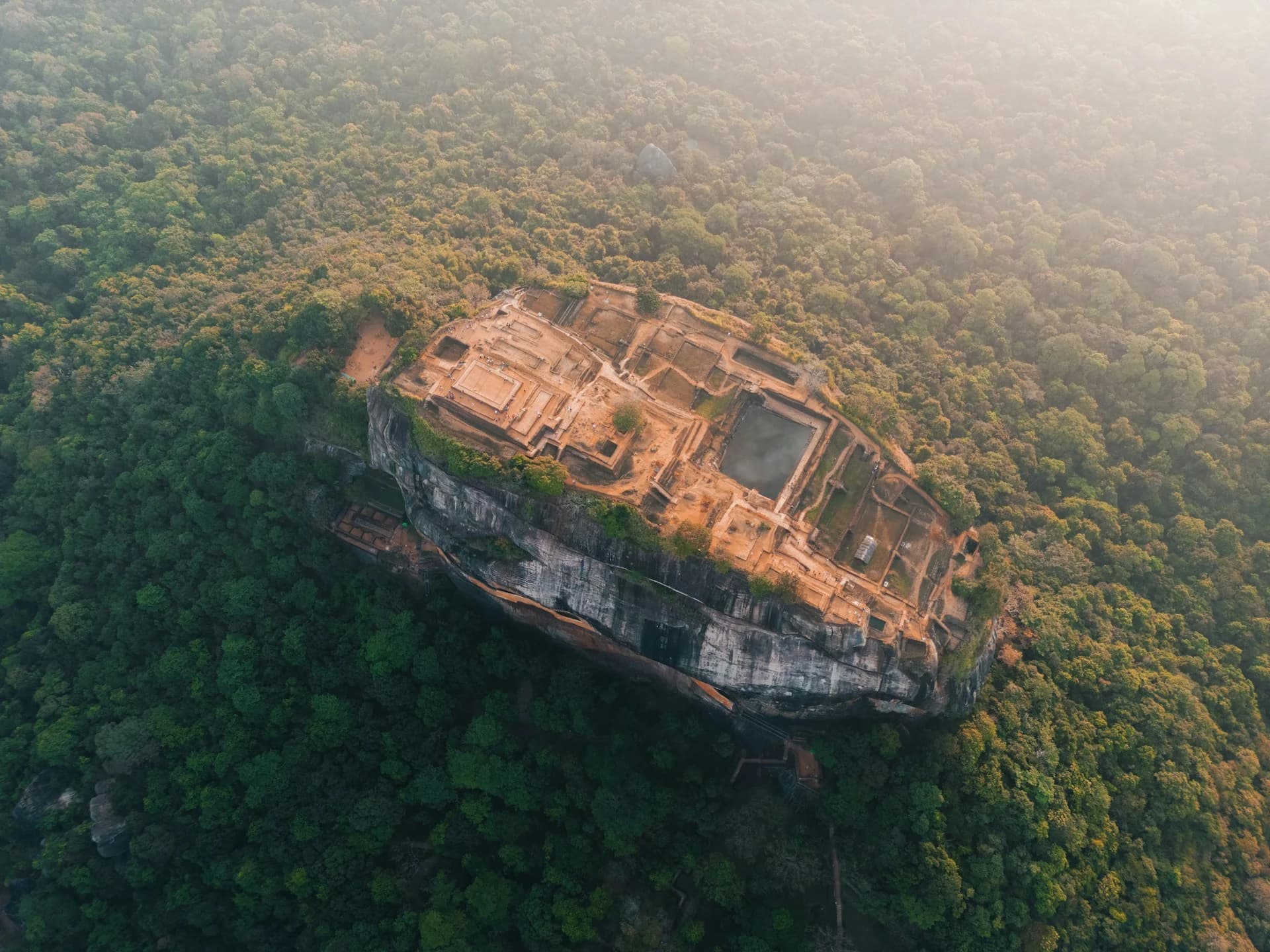 Sigiriya Lion Rock fortress rising above green jungle, Sri Lanka