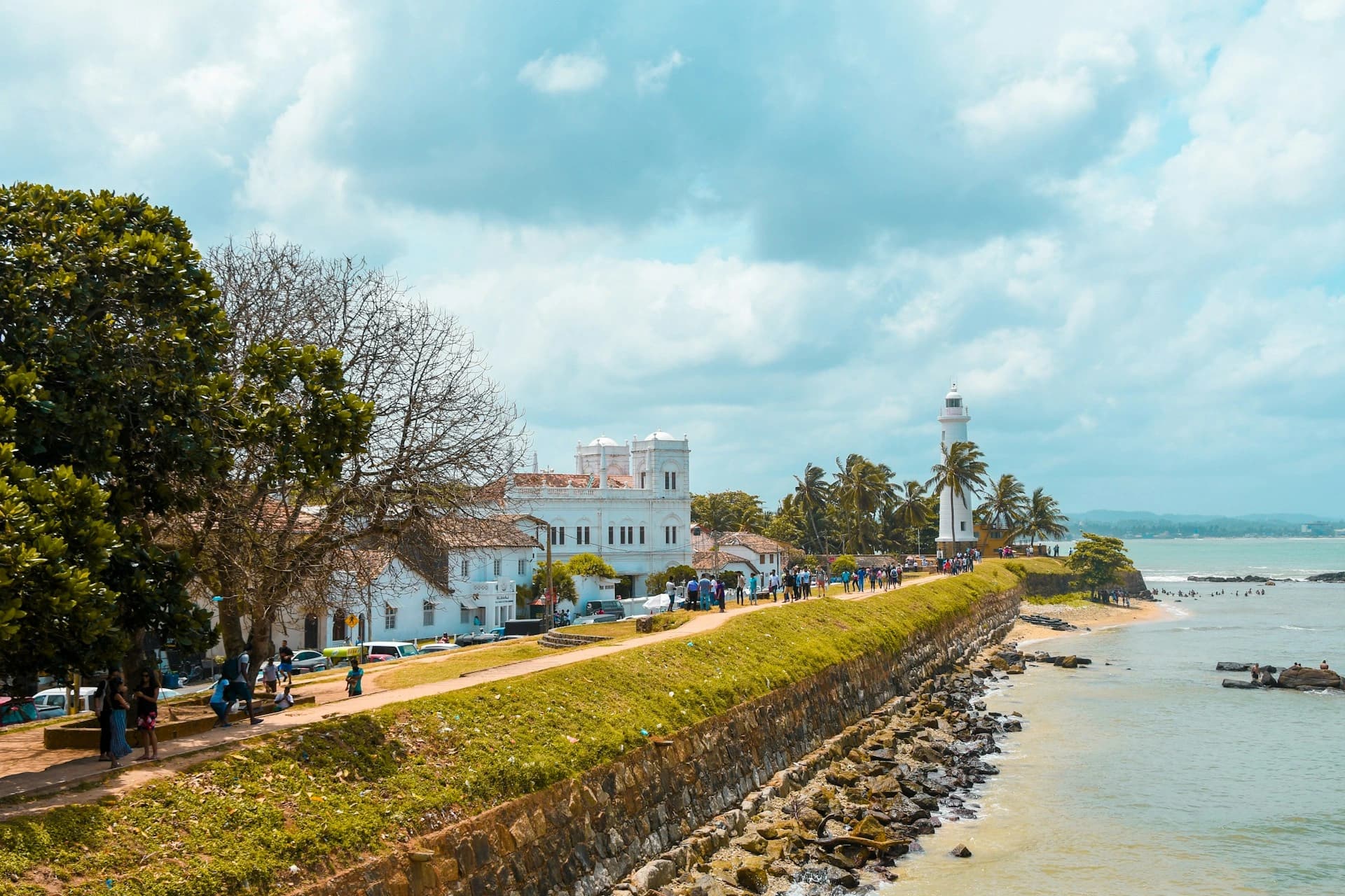 Galle Fort ramparts and lighthouse on Sri Lanka's south coast