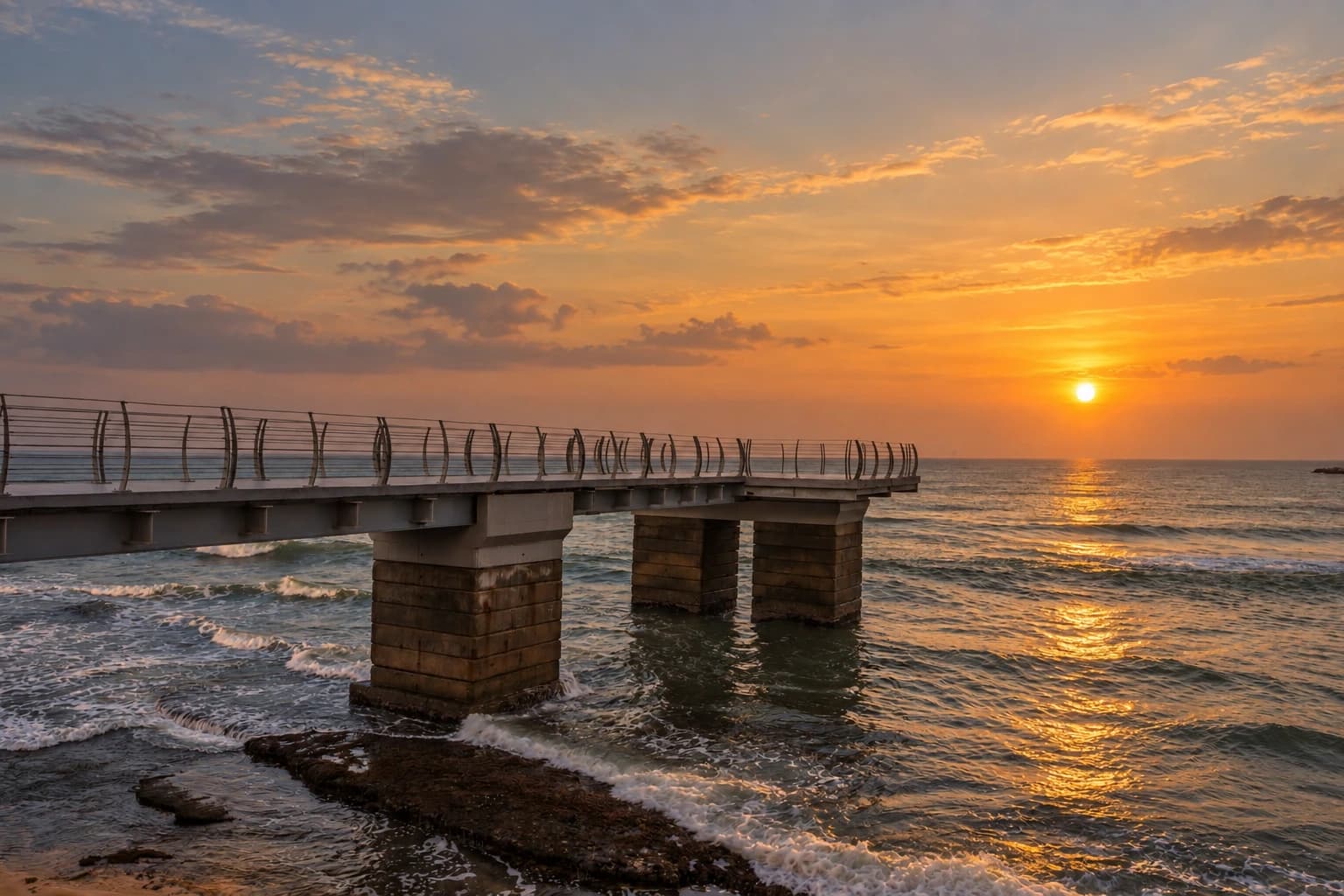 Sunset over Galle Face Green on the Colombo seafront