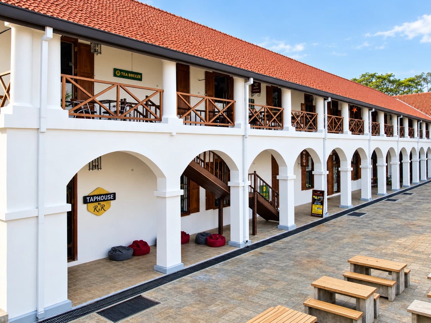 Restored Old Dutch Hospital courtyard in Colombo Fort
