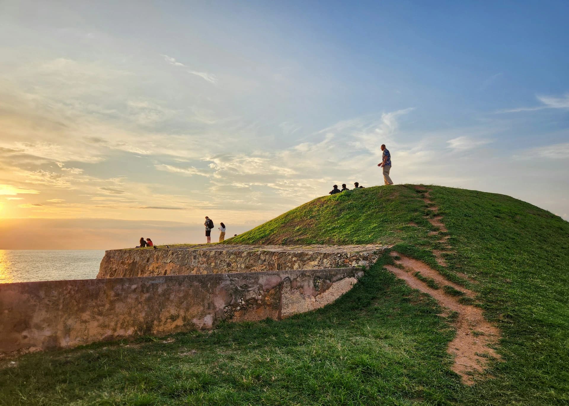 A scenic view from the historic ramparts of Galle Fort, a UNESCO World Heritage Site in Galle, Sri Lanka.