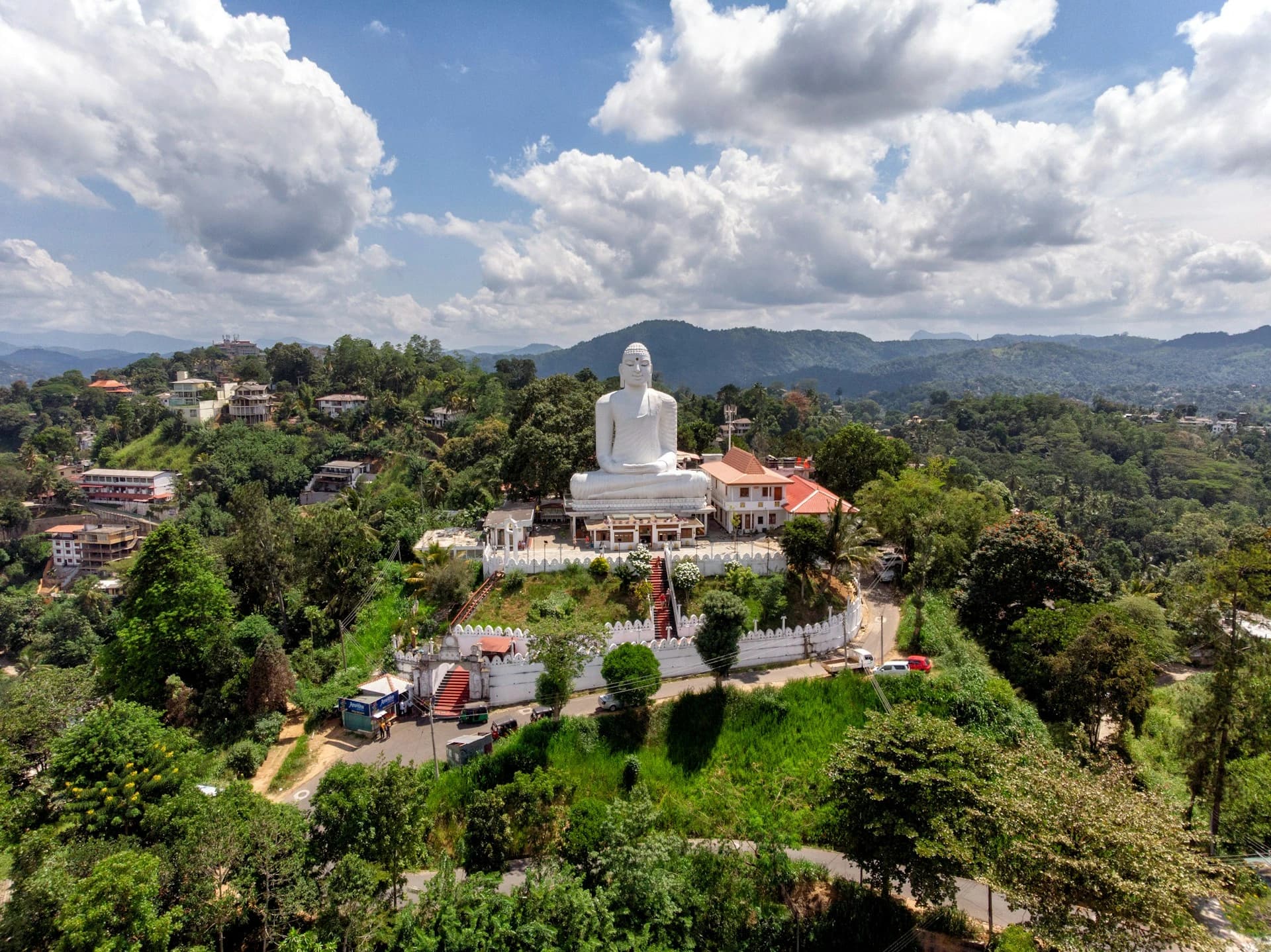 Bahirawakanda white Buddha statue above Kandy
